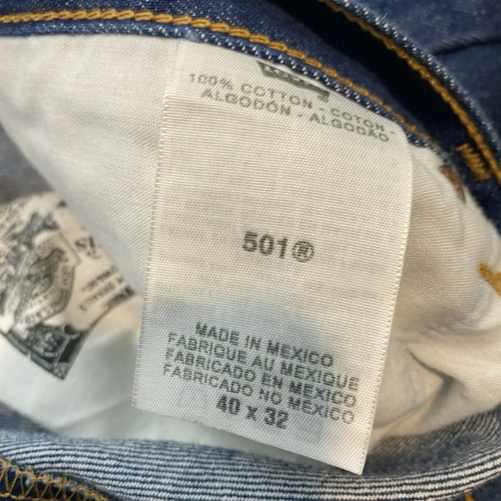 vtg Levis 501 Jeans Mens 40 Fits 39x30 Y2K Button Fly Blue Distressed‎ Denim 90s